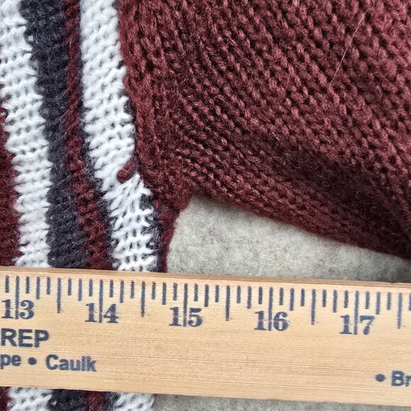 Rue21 Tribal Pattern Open Front Long Cardigan Burgundy Gray Acrylic Knit X-Small - Picture 5 of 6